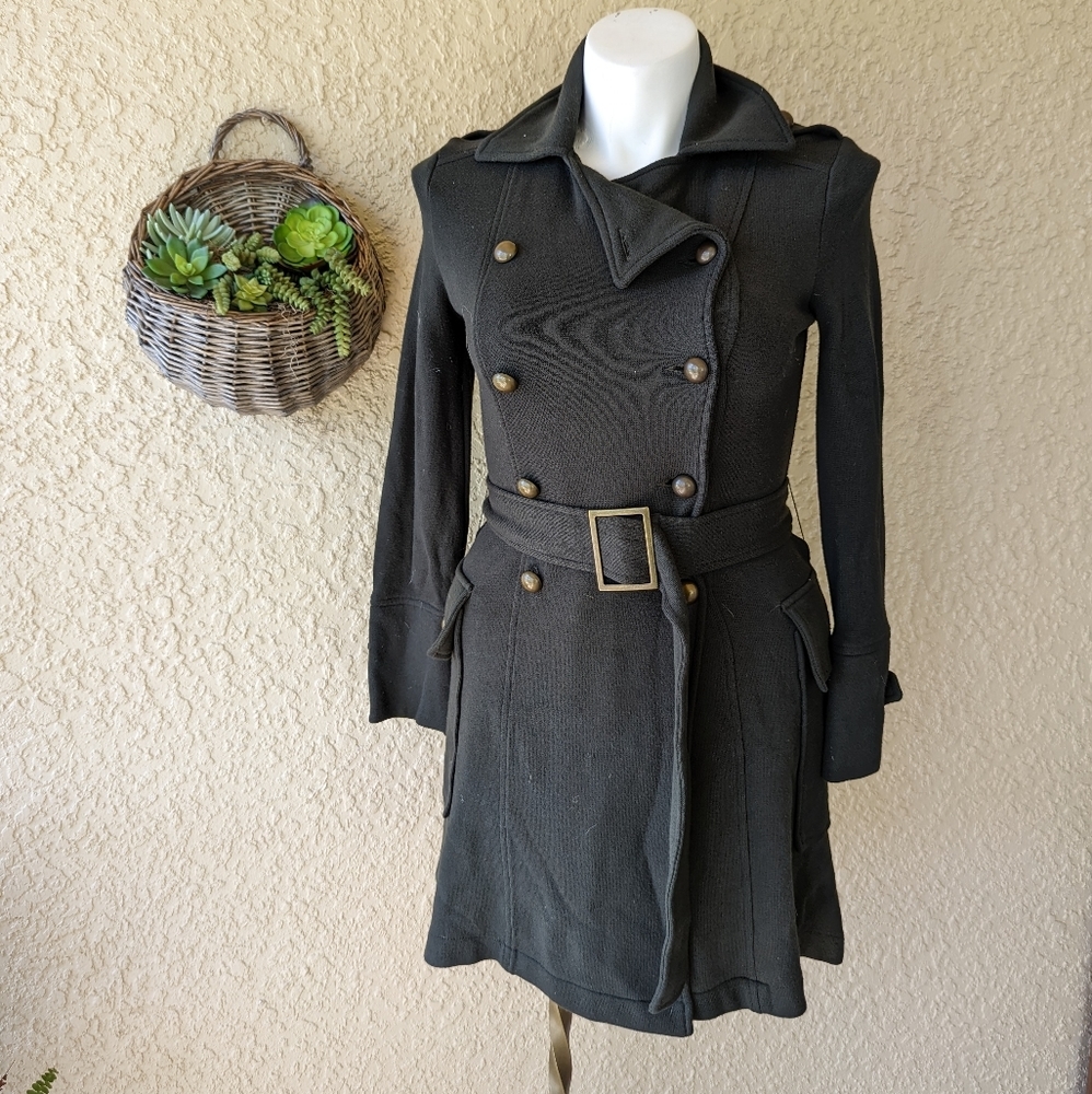 Zara knit double breasted‎ trench coat green size m